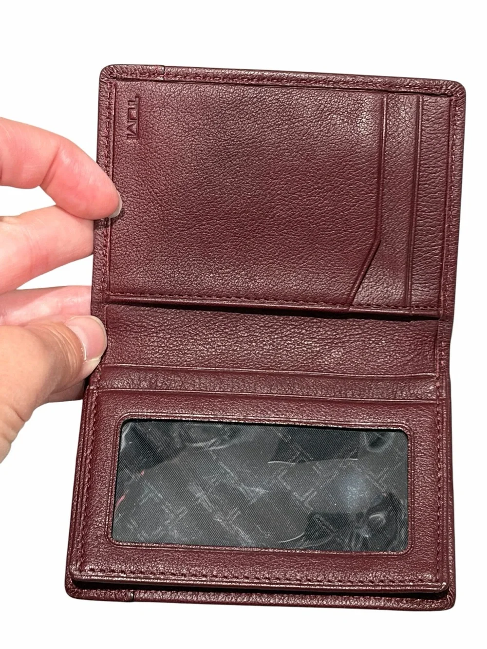 Tumi Burgundy Leather Card & Key Holder